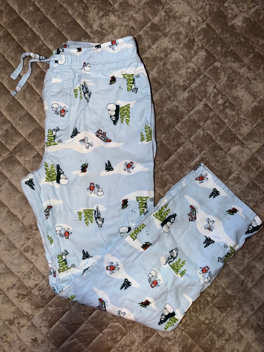 Old Navy Light Blue Men’s Holiday Snowman Lounge Joggers